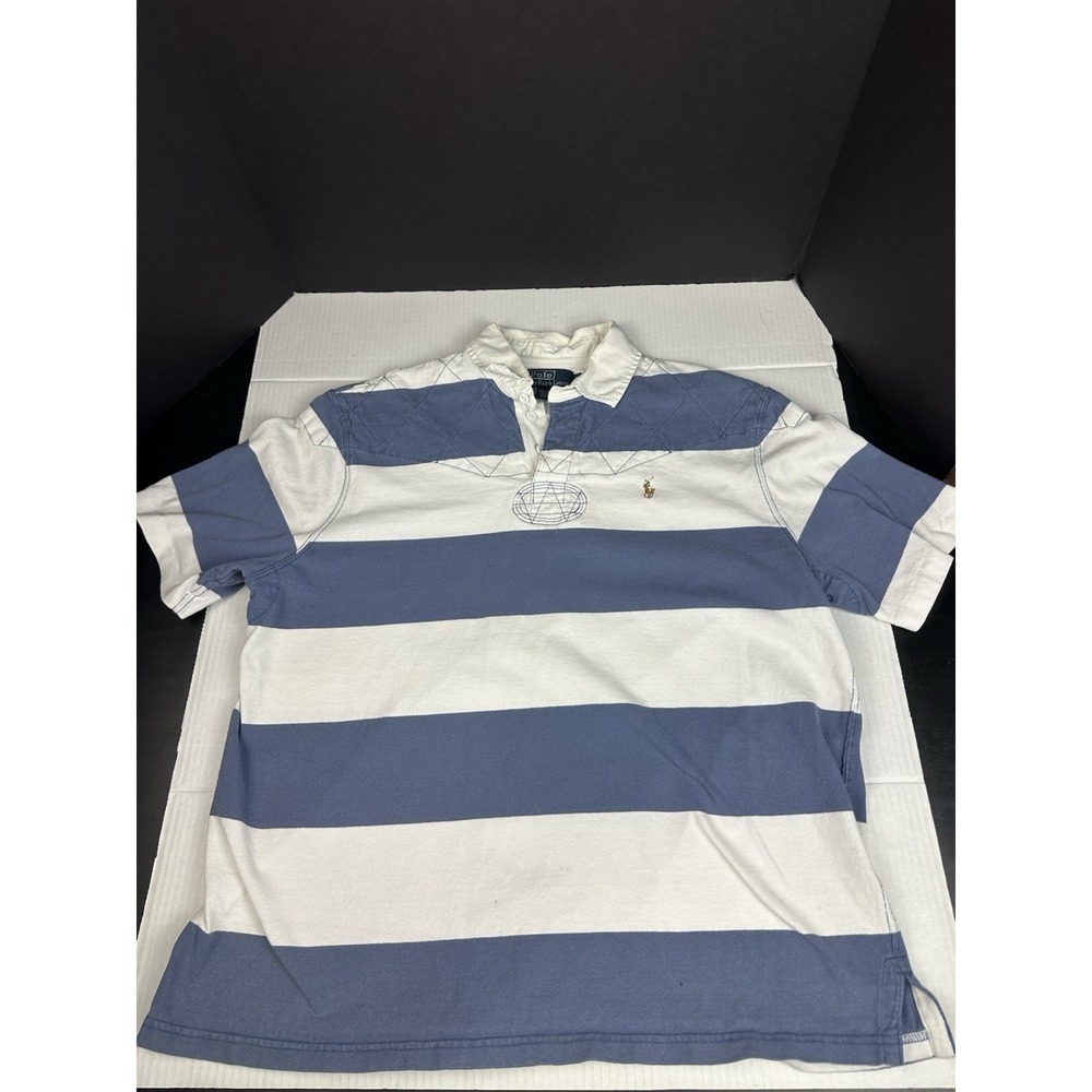 Polo Ralph Lauren Vintage Blue White L Men's Polo Shirt legendary cross stitch